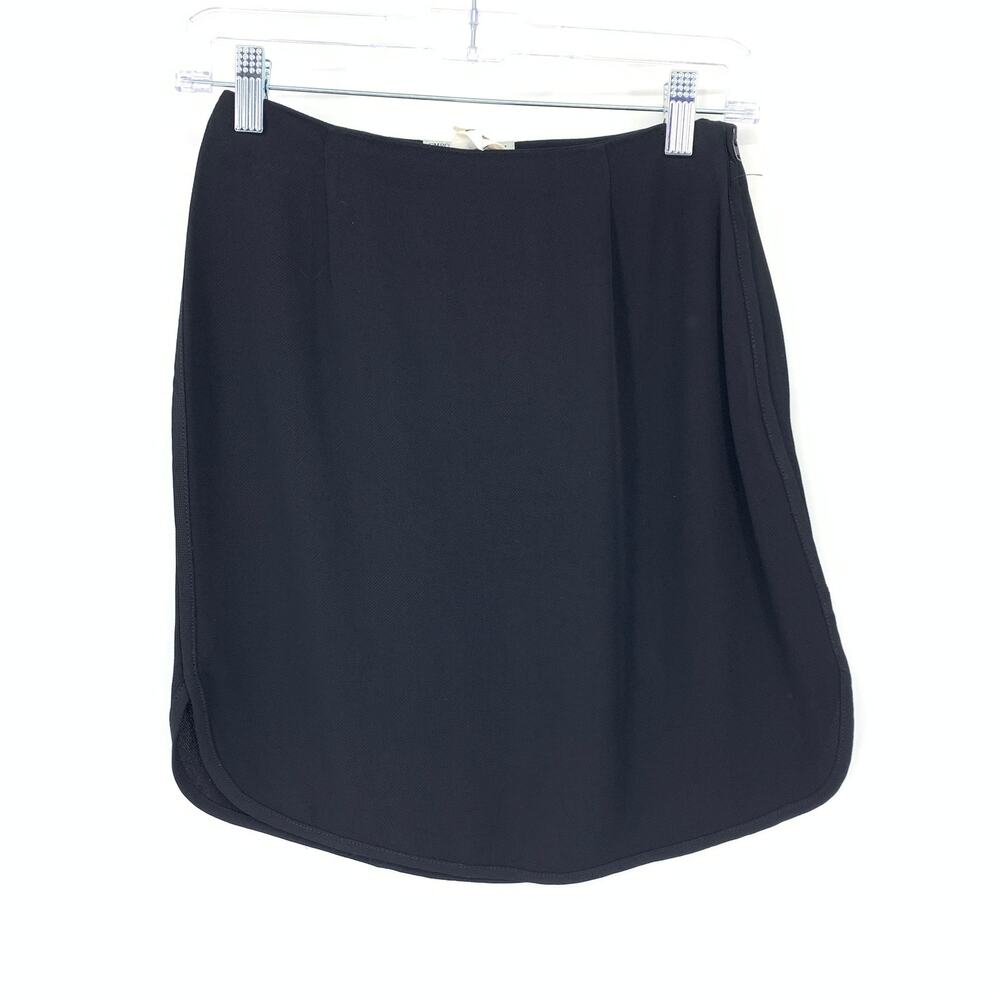 Emporio Armani Mini Skirt Womens Size 38 US 2 Black Rounded Hem Pleated Front